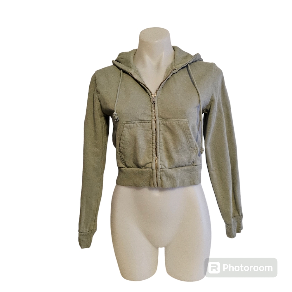 Brandy Melville Green Cropped Hoodie